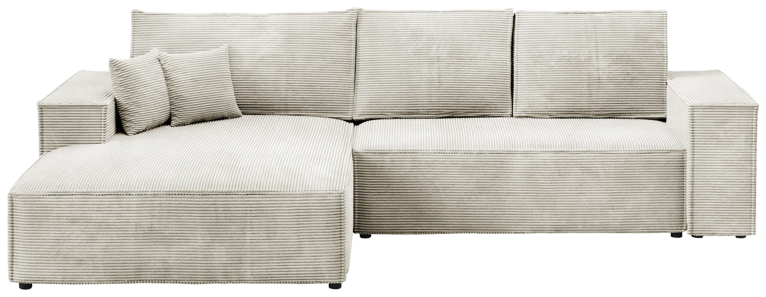 ECKSOFA Pablo mit Schlaffunktion Weiß Cord - Weiß, Textil (294/185cm) - Bromarkt