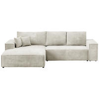 ECKSOFA Pablo mit Schlaffunktion Weiß Cord - Weiß, Textil (294/185cm) - Bromarkt