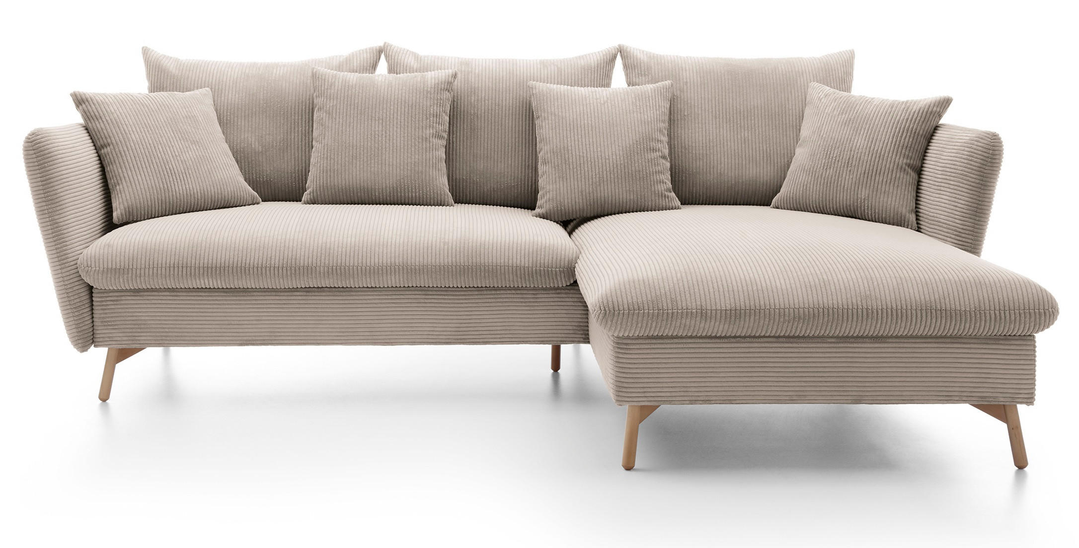 ECKSOFA Savona L-Form 260 cm, Cordstoff, Rechts, Beige - Beige, Holz (167/258cm) - Emporius