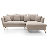 ECKSOFA Savona L-Form 260 cm, Cordstoff, Rechts, Beige - Beige, Holz (167/258cm) - Emporius