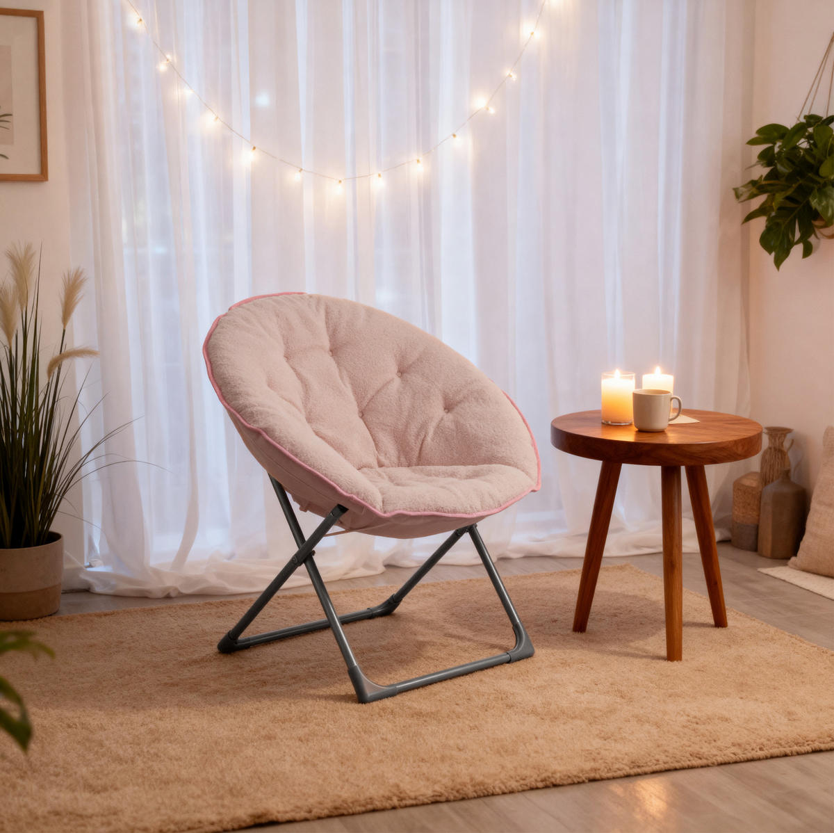 SESSEL 80/80/37 cm aus Fabric+Metal Rose mit Klappfunktion - Rosa, Textil (53/85/58cm) - OKMYHOME