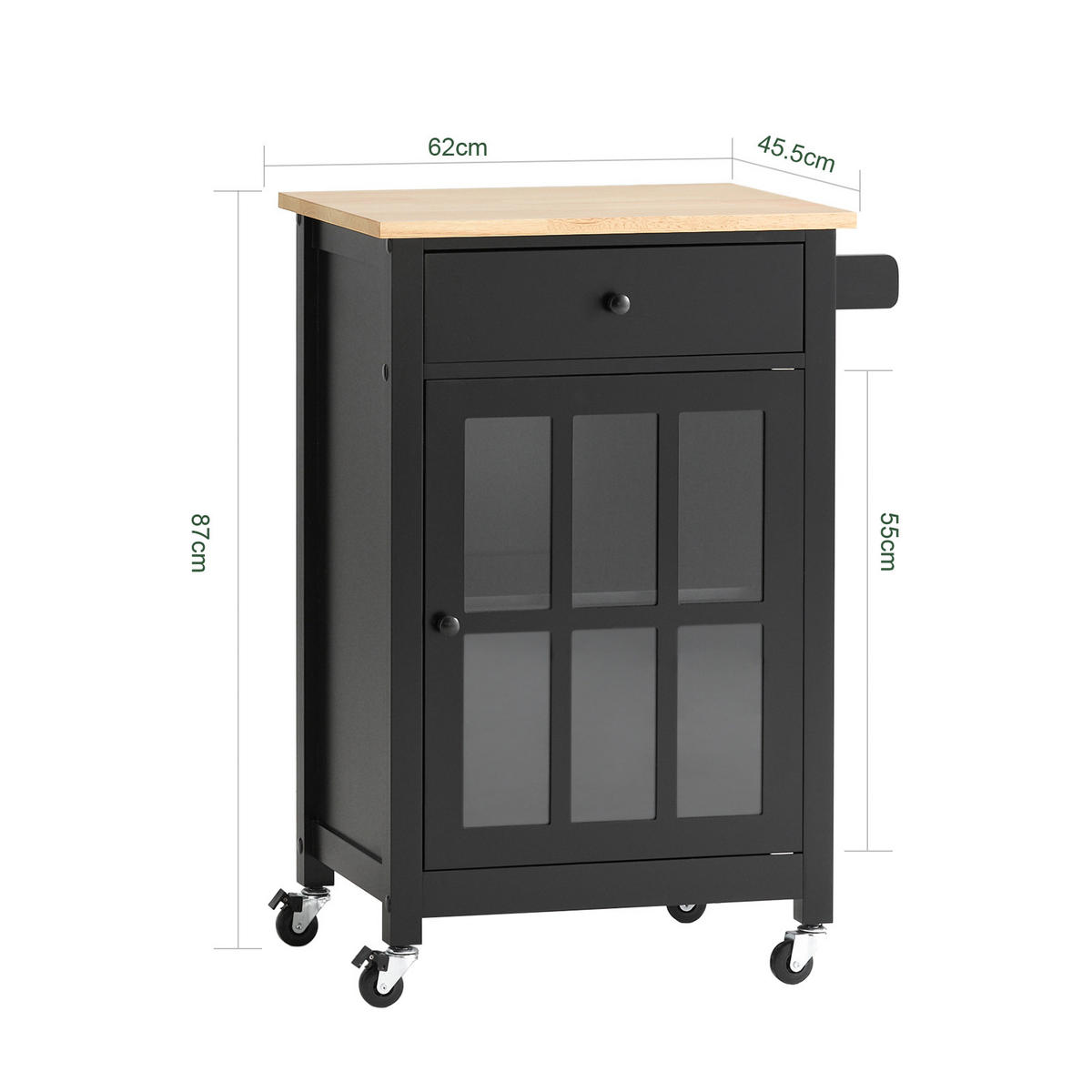KÜCHENWAGEN Schwarz - Schwarz, Holzwerkstoff (63/88/46cm) - SoBuy