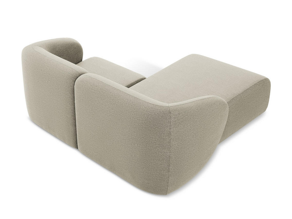 ECKSOFA Links Bouclé Stoff Grau - Taupe/Schwarz, Holzwerkstoff/Kunststoff (178/166cm) - Makamii