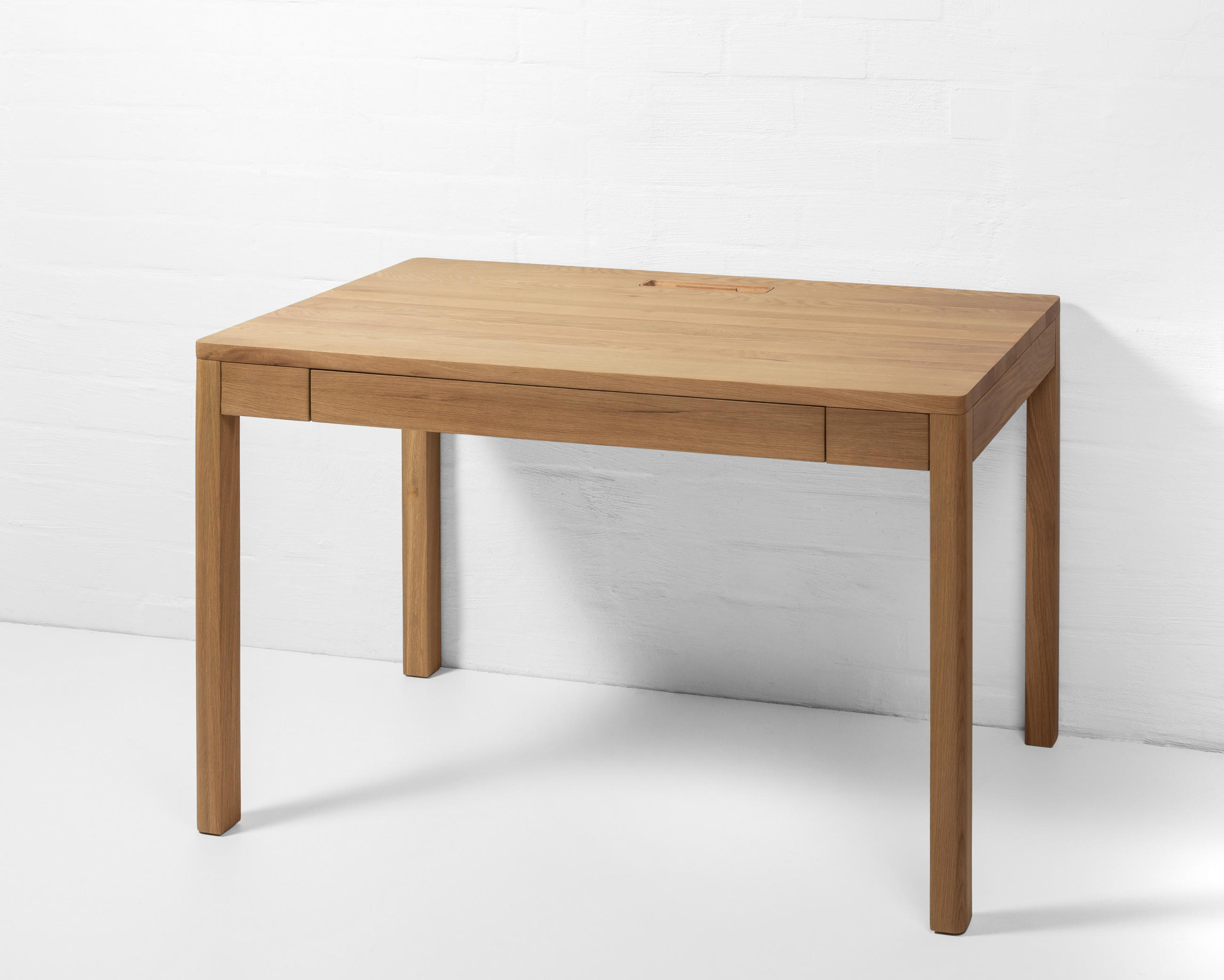 SCHREIBTISCH Franz, Natur Massiveiche - Beige, Holz (65/120/75cm) - WOODEK