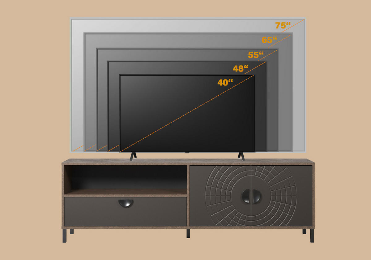 TV-LOWBOARD Bronze und Rostoptik 183 cm, TV Unterteil mit Soft-Close - Rostfarben/Schwarz, Holzwerkstoff/Metall (183/55/40cm) - Top.Furn