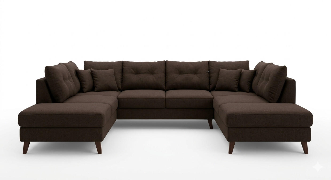 ECKSOFA Asgard U 202/326 cm Dunkelbraun - Apfelbaumfarben/Dunkelbraun, Holz/Textil (326/93/202cm) - Eltap