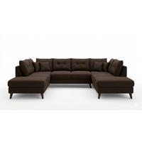 ECKSOFA Asgard U 202/326 cm Dunkelbraun - Apfelbaumfarben/Dunkelbraun, Holz/Textil (326/93/202cm) - Eltap