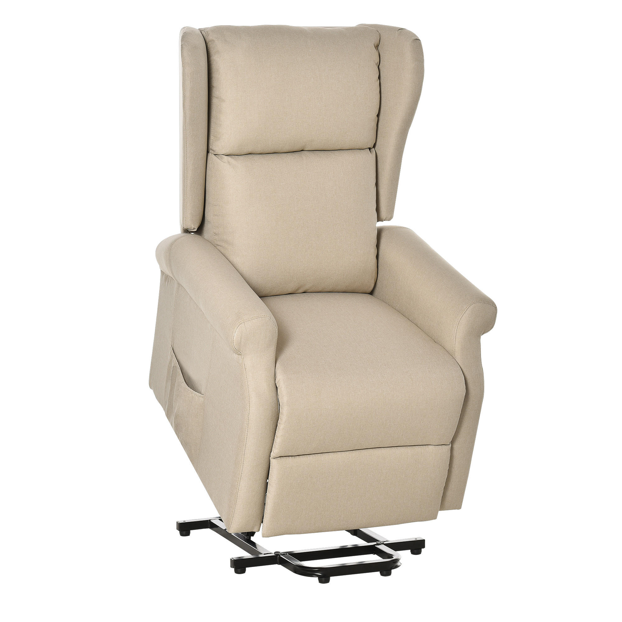 FERNSEHSESSEL mit Aufstehhilfe Leinen Cremeweiß - Creme, Textil (94/111/74cm) - HOMCOM