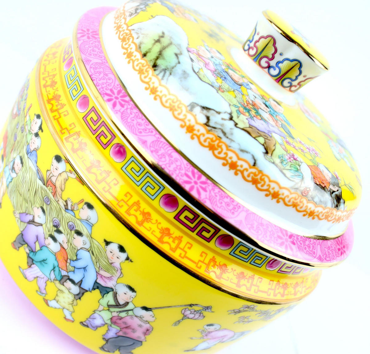 DECKELDOSE Chinese Children gelb - Gelb, Keramik (17/15/17cm) - FURNARO