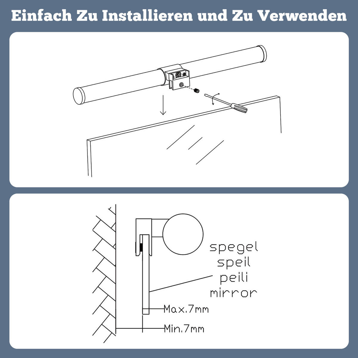 SPIEGELLEUCHTE Nyrvixk 5.2/3.2/60 cm - Weiß, Kunststoff (60/5.2/3.2cm) - ZMH