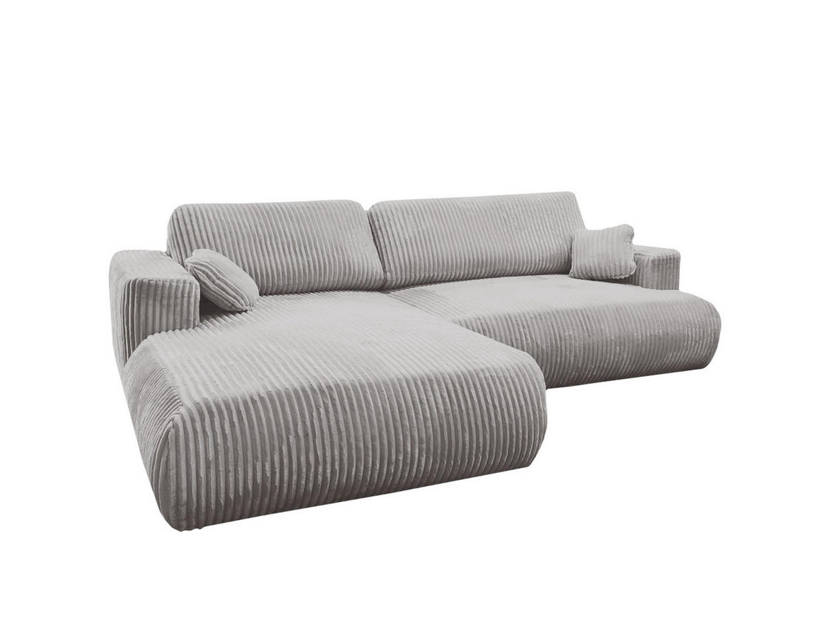 ECKSOFA Luna L links Hellgrau aus Cord - Hellgrau, Textil (271/195cm) - KS Home Concept