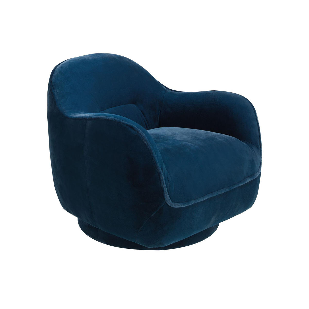 DREHSESSEL aus dunkelblauem Samt Modell 5245, 360° Drehfunktion - Dunkelblau, Textil/Metall (89/80/92cm) - ANGEL CERDA