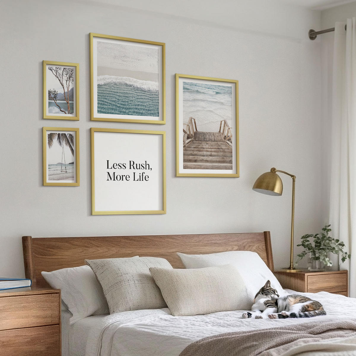BILDER SET 5er Set - 50x50 cm & 20x30 cm & 40x60 cm Goldrahmen - Tropenurlaub - Goldfarben, Kunststoff (40/60cm) - TULUP
