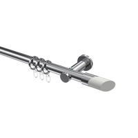 GARDINENSTANGEN-SET Platon Verano 400 cm (geteilt in 2 x 200 cm), 1-läufig, 20 mm Ø Chrom - Chromfarben/Weiß, Metall (400cm) - INTERDECO