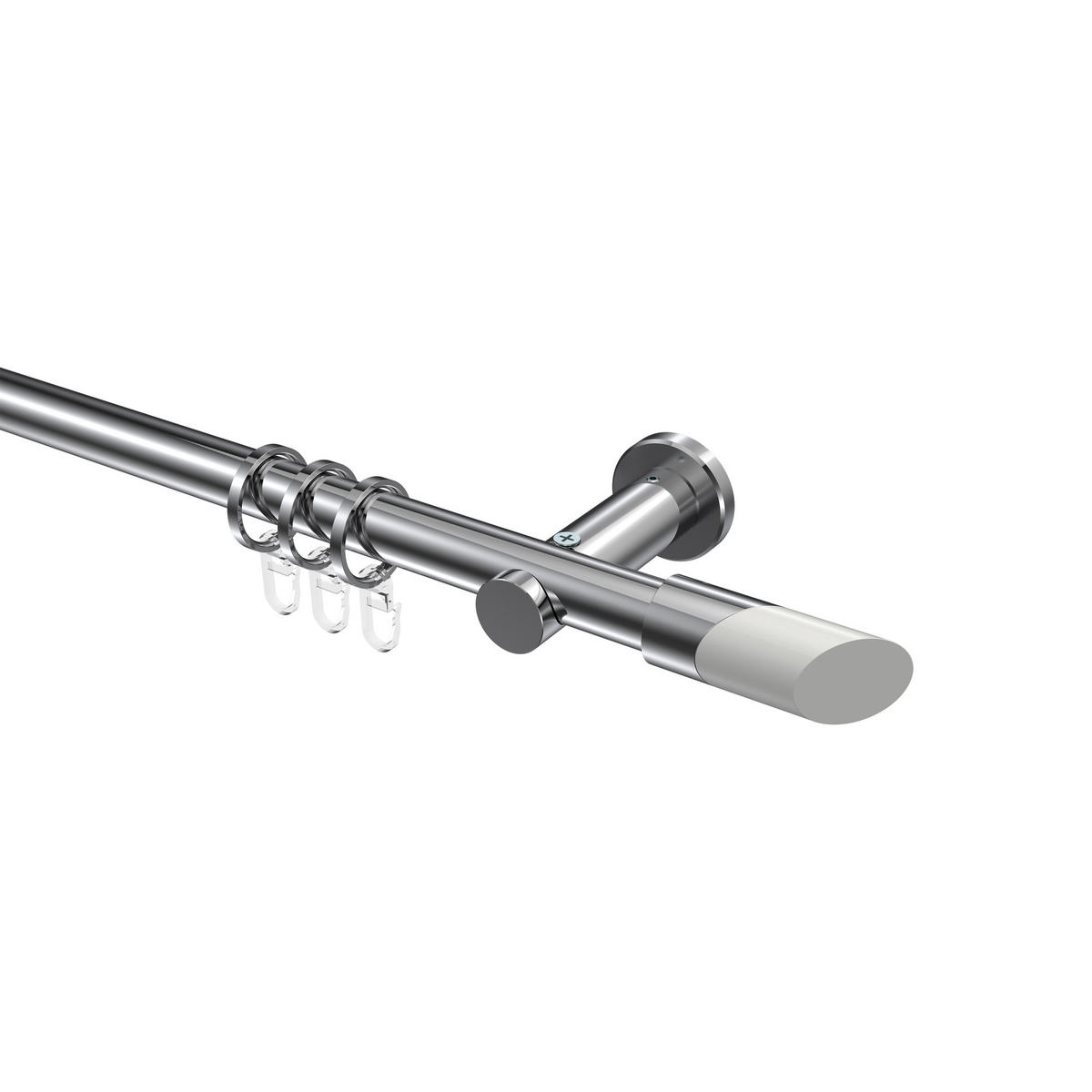 GARDINENSTANGEN-SET Platon Verano 400 cm (geteilt in 2 x 200 cm), 1-läufig, 20 mm Ø Chrom - Chromfarben/Weiß, Metall (400cm) - INTERDECO