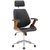 DREHSTUHL Holz Walnuss/Schwarz - Chromfarben/Walnussfarben, Holz/Textil (66/118/61cm) - CLP