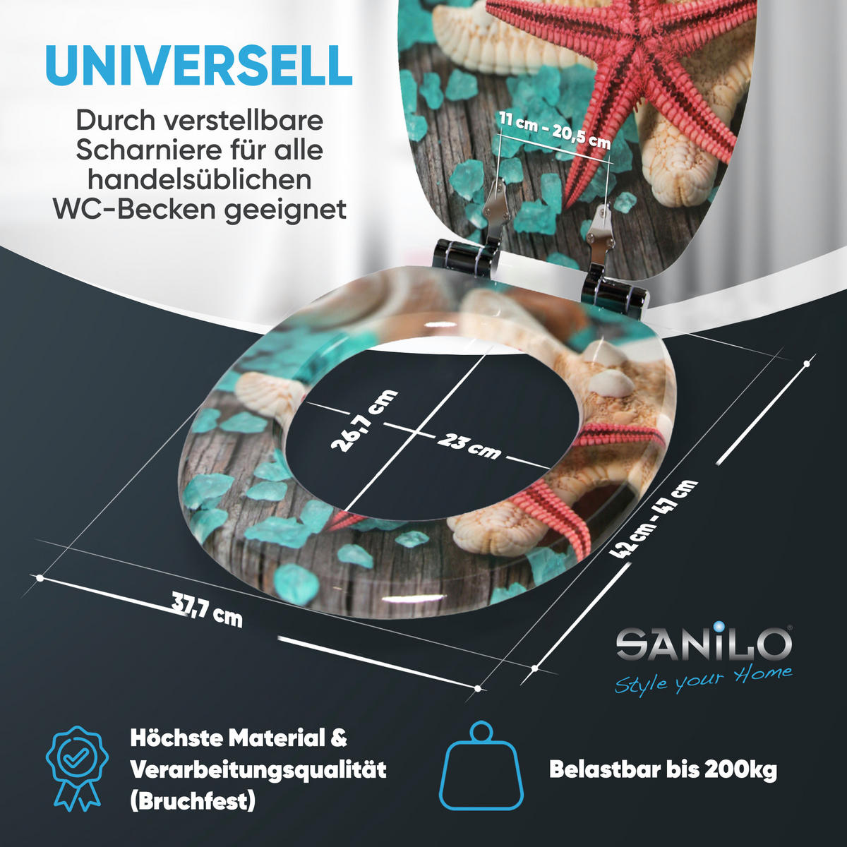 WC-SITZ mit Absenkautomatik Bath Salts - Türkis, Holzwerkstoff (38/6/47cm) - Sanilo