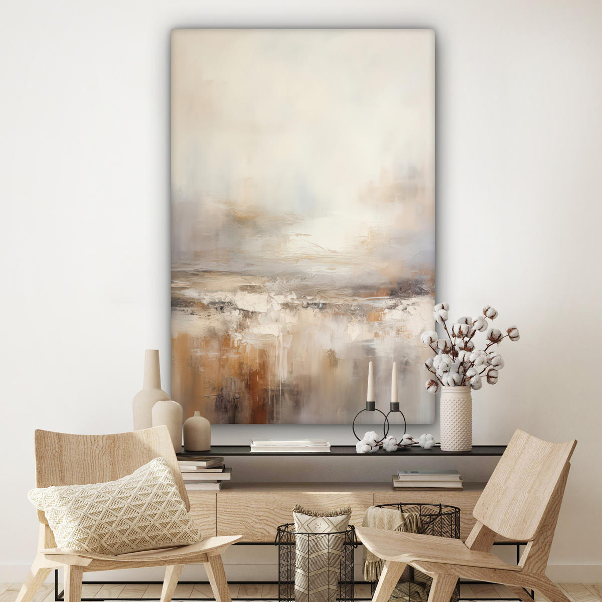 LEINWANDBILD Kunst - Industriell - Grau - Braun - Abstrakt Deko Groß 90x140 cm - Sandfarben, Textil (90/140cm) - MuchoWow