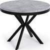 ESSTISCH Ross runder ausziehbarer, Grauer Beton 90-170/90/76 cm - Hellgrau/Schwarz, Holzwerkstoff/Metall (90/90/76cm) - WFL GROUP