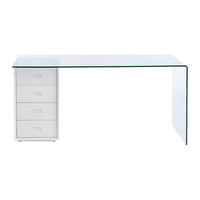 SCHREIBTISCH - 160 cm x 70 cm - Glas - Transparent, Weiß - MURIEL - Transparent/Weiß, Glas (70/160/75cm) - Vente-Unique
