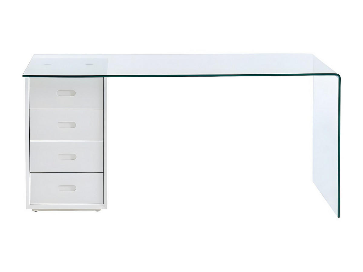 SCHREIBTISCH mit 4 Schubladen - Sicherheitsglas & MDF - MURIEL - Transparent, Glas (70/160/75cm) - Vente-Unique