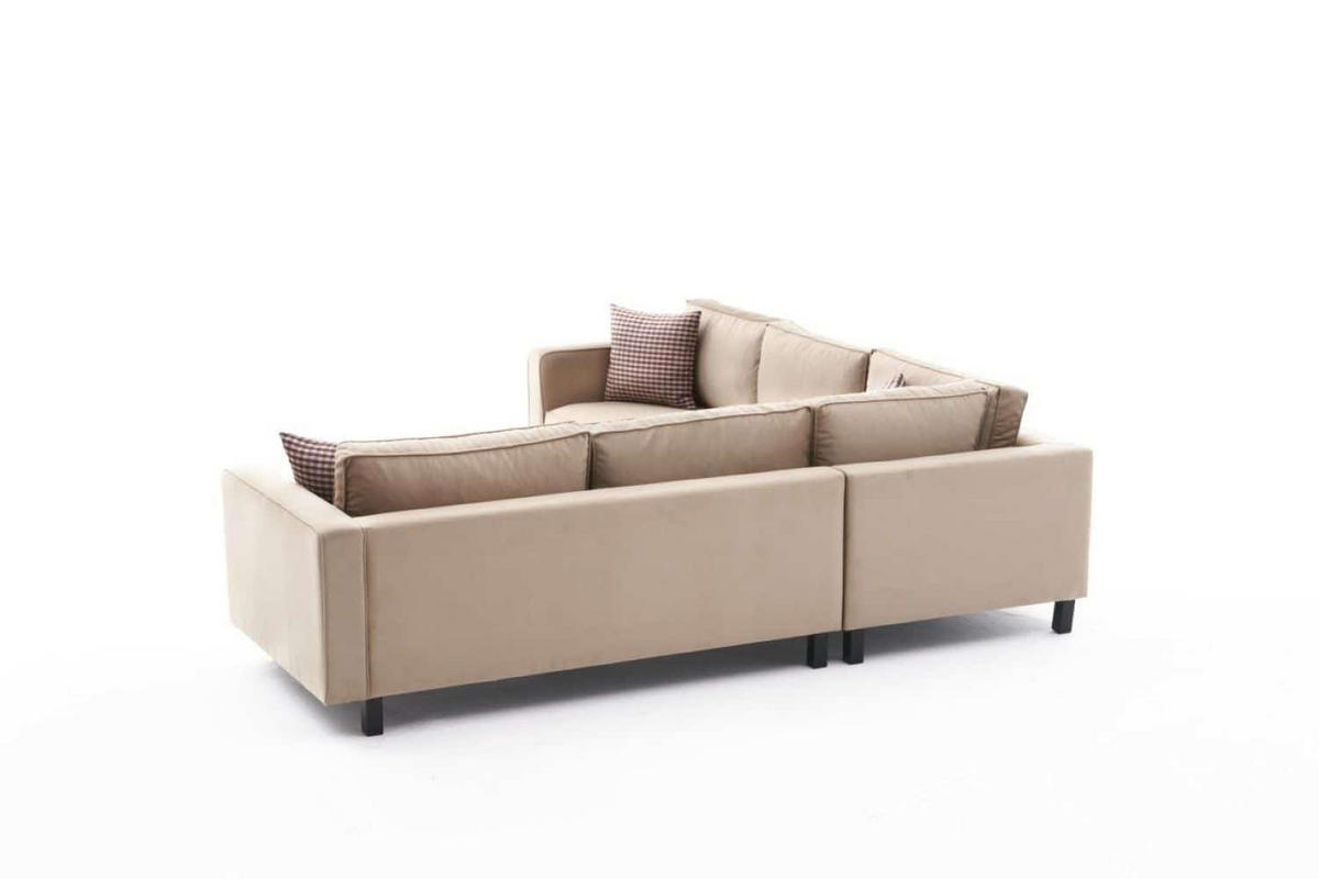 ECKSOFA schlichte Eleganz, lose Rückenkissen - Beige/Schwarz, Holz/Buchenholz (258/258cm) - myHomelando