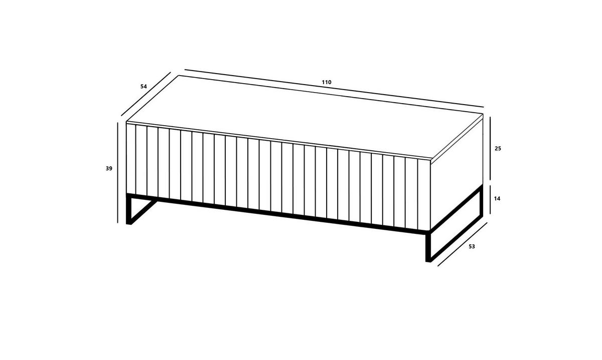 COUCHTISCH Elpis Weiß matt Glamour 110 cm - Weiß/Kupferfarben, Holzwerkstoff/Metall (54/110/39cm) - Meble Lindner