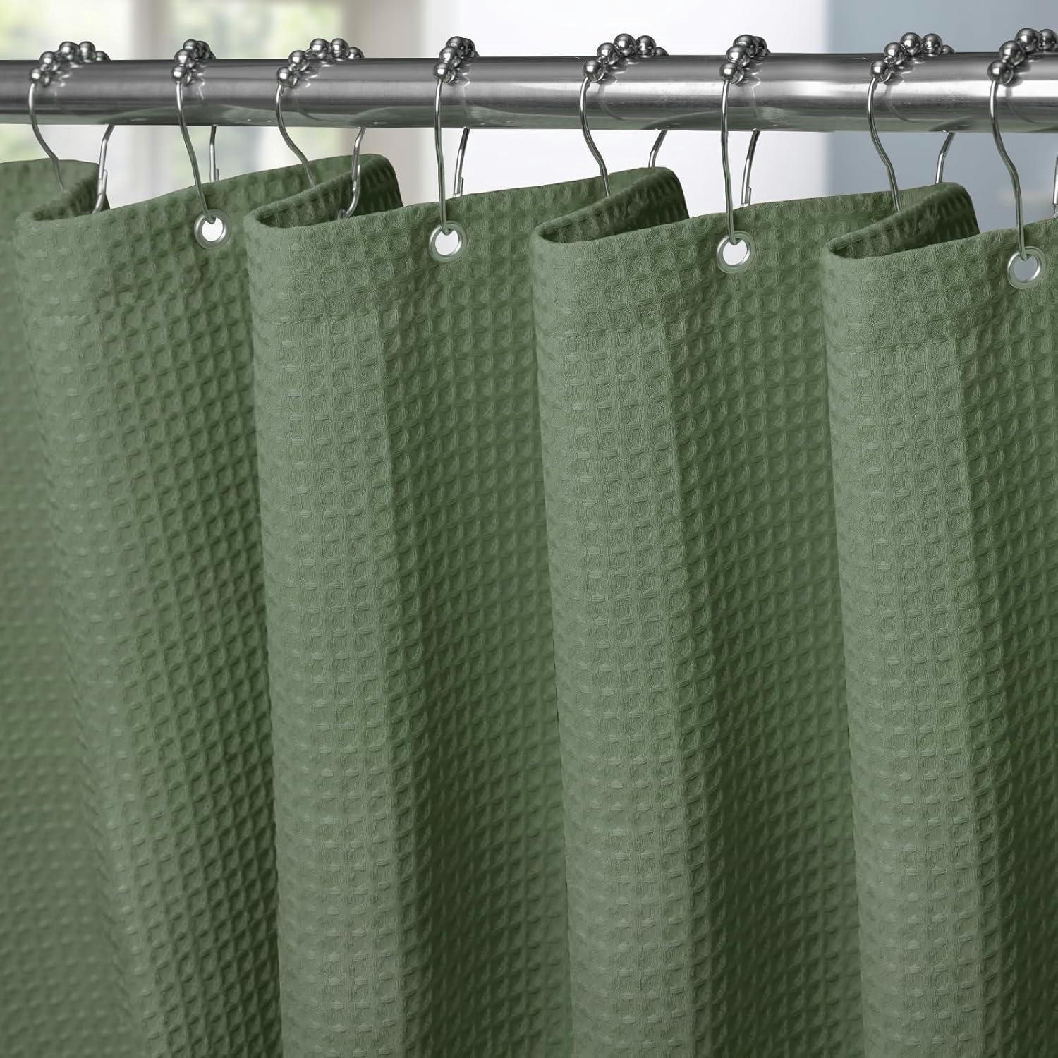 DUSCHVORHANG Waffelstoff Grün 152 x 214 cm - Grün, Textil (152/214cm)