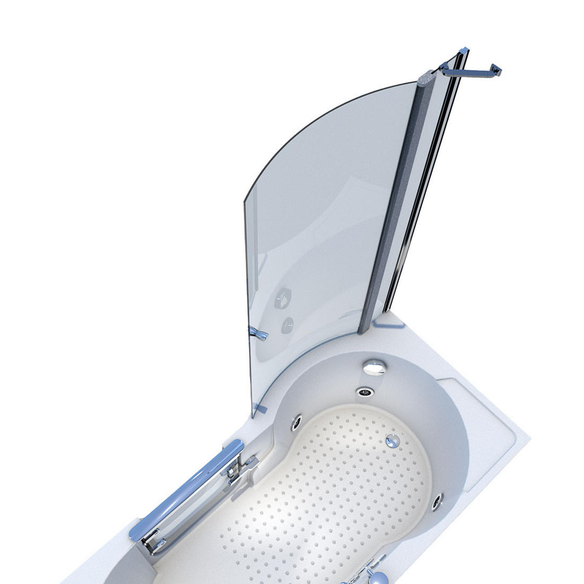 SENIORENDUSCHE Whirlpool mit Tür S12D-EH-WP-R-EC - Weiß, Glas/Kunststoff (170/200/85cm) - AcquaVapore by Sandra Jentho