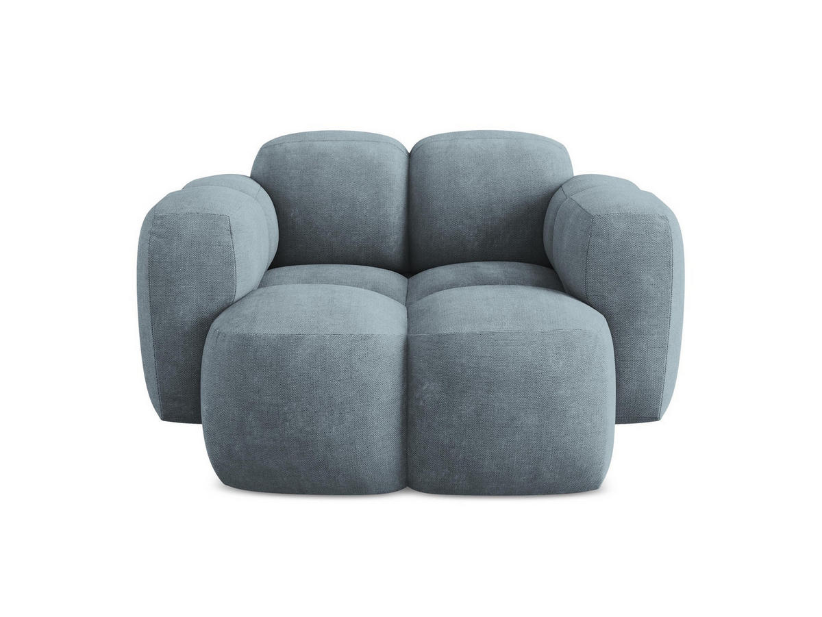 SESSEL Chenille Stoff Blau - Pastellblau/Schwarz, Holzwerkstoff/Kunststoff (120/72/115cm) - Makamii