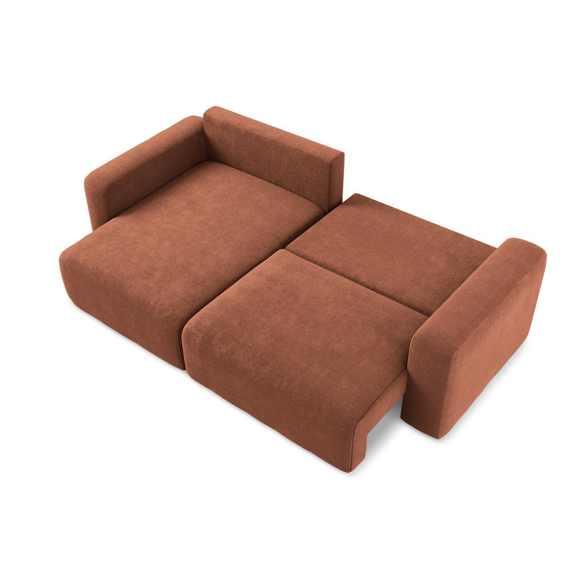 ECKSOFA mit Schlaffunktion links Chenille Stoff Orange - Terracotta/Schwarz, Kunststoff/Textil (149/244cm) - LaMiaSofa