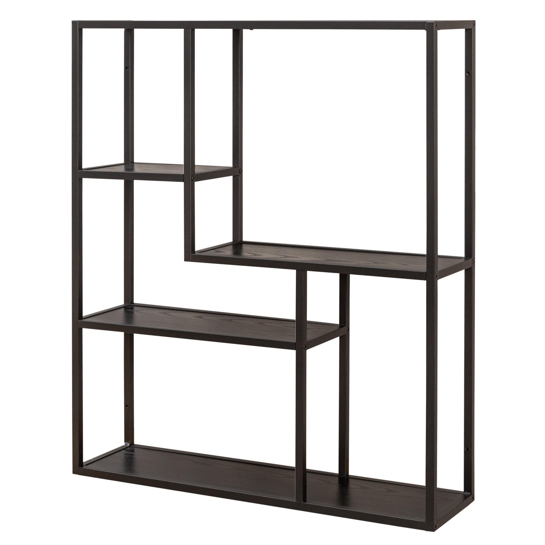 WANDREGAL SLIM LINE Esche Schwarz 91cm - Schwarz, Holz/Metall (75/91/20cm) - riess-ambiente