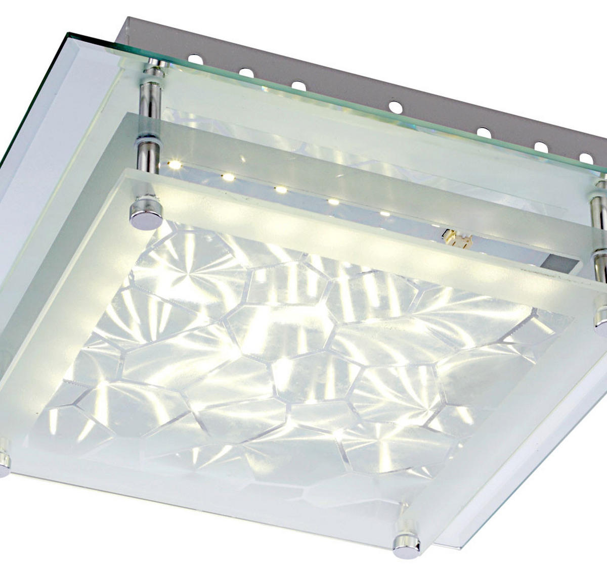 LED DECKENLEUCHTE Algarve Kristallklar Chrom - Klar, Glas (28/28/6cm) - Globo Lighting