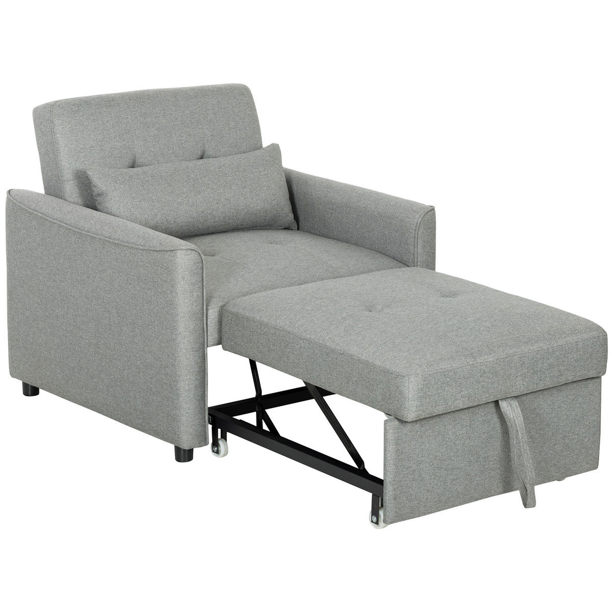 SCHLAFSESSEL 3-in-1 DE-08252 ausziehbar mit verstellbarer Rückenlehne Grau - Grau, Textil (187/45.5/68cm) - ComfortXL