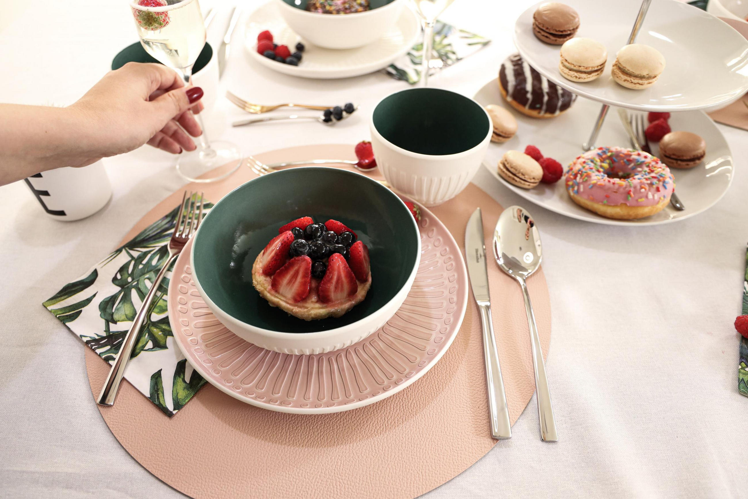 TISCHSET s - Doppelseitig - Veganes Leder - Grau / Rosa ø 38 cm - 6 Stück - Pink, Kunststoff (38cm) - Cookinglife