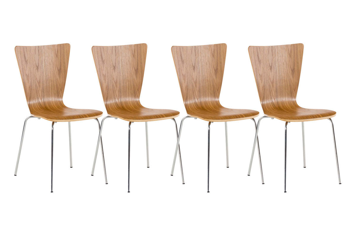 BESUCHERSTUHL 4er Set Tokyo Holz Eiche Konferenzstuhl Bürostuhl - Eichefarben, Holz (43/84/50cm) - DELUKE