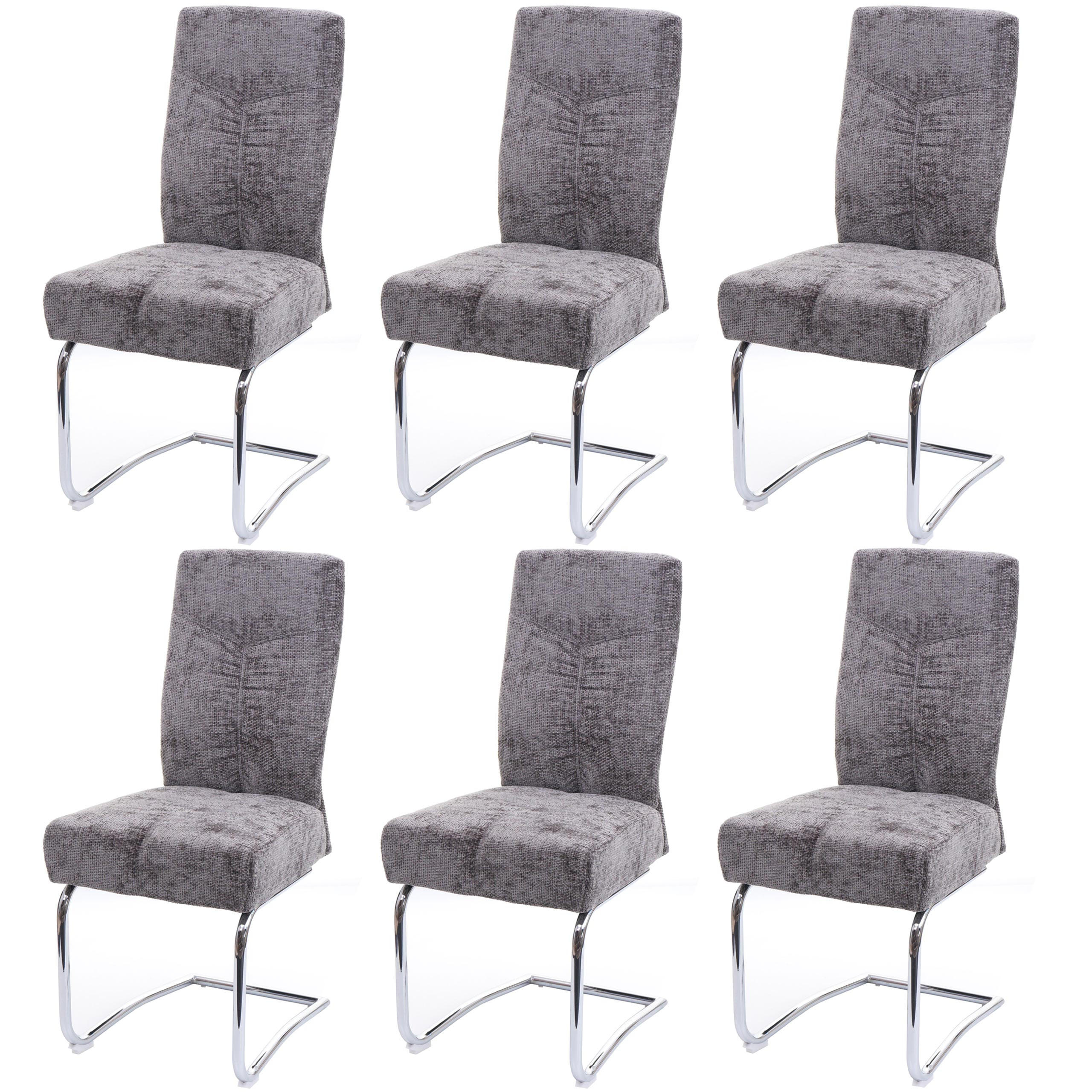 ESSZIMMERSTUHL 6er-Set gepolstert 105x46x60cm Sitzhöhe 53cm Metall Stoff/Textil Chenille Dunkelgrau - Dunkelgrau, Textil (46/105/60cm) - CHEFGASTRO