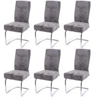 ESSZIMMERSTUHL 6er-Set gepolstert 105x46x60cm Sitzhöhe 53cm Metall Stoff/Textil Chenille Dunkelgrau - Dunkelgrau, Textil (46/105/60cm) - CHEFGASTRO