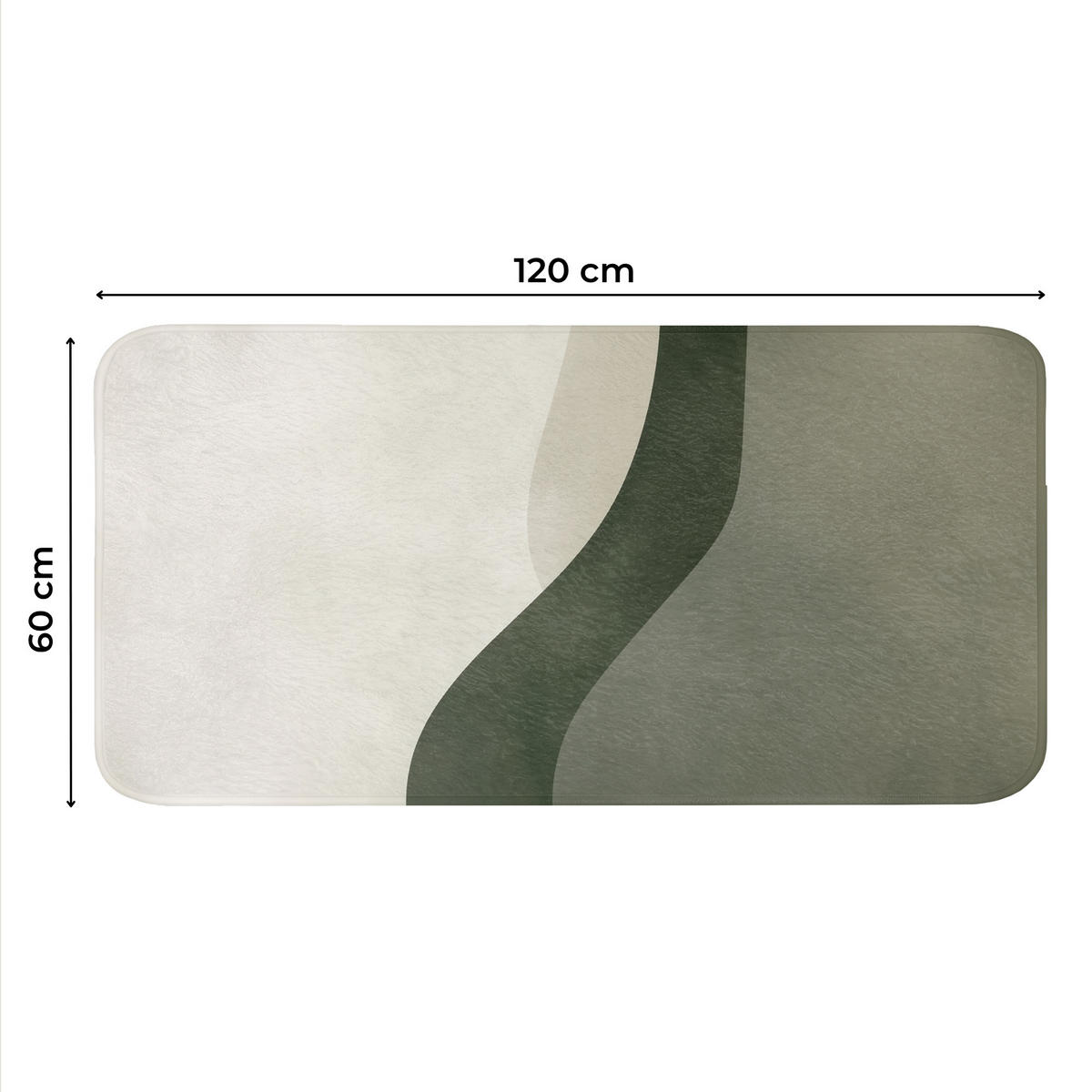 WC-VORLEGER Japandi - Grün - Abstrakt - Modern WC Teppich 120x60 cm - Grün, Kunststoff/Textil (120/60cm) - OnlyWow