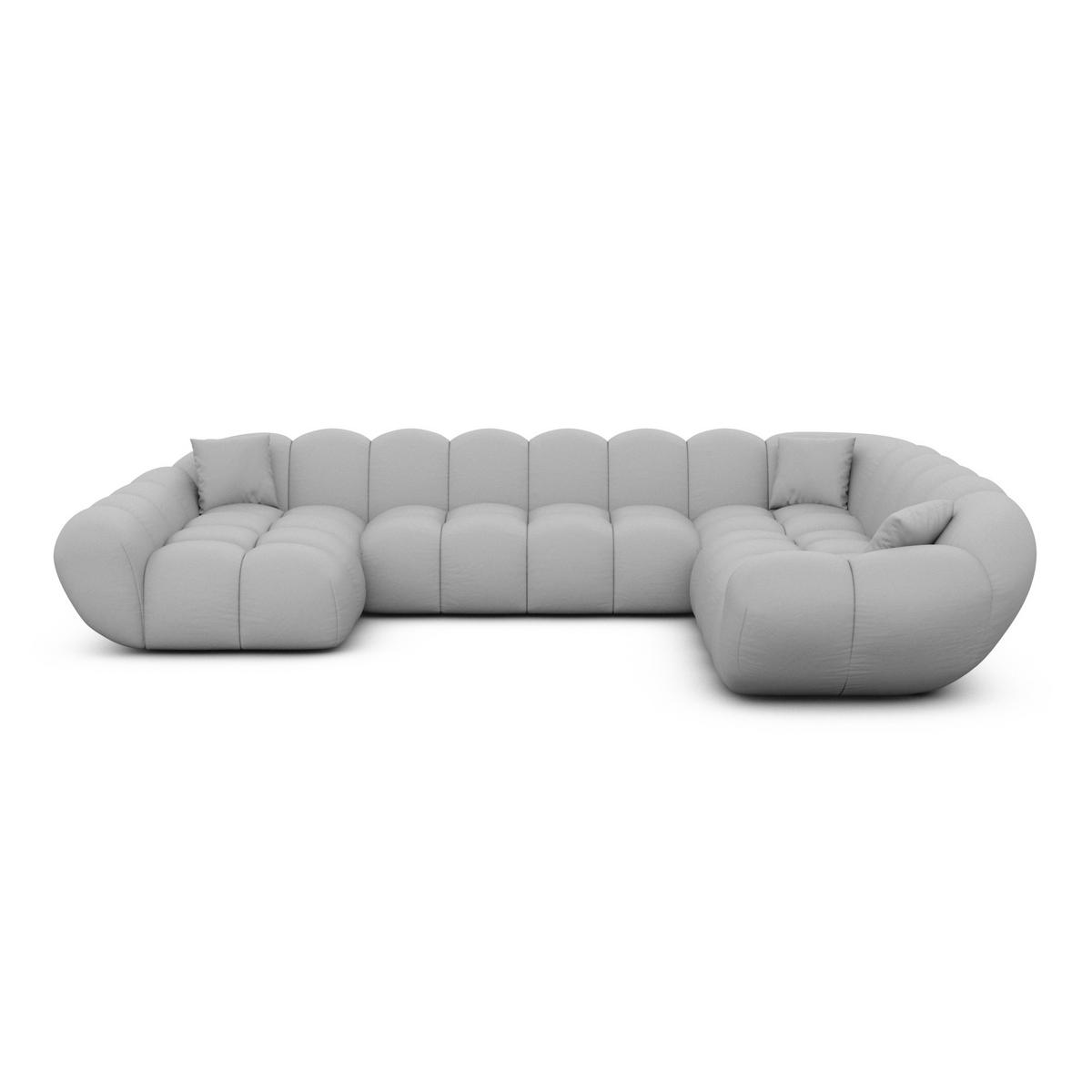 WOHNLANDSCHAFT Liva Hellgrau Kunstleder U-Form XXL Links - Hellgrau, Kunststoff (323/70/258cm) - VAROYAL