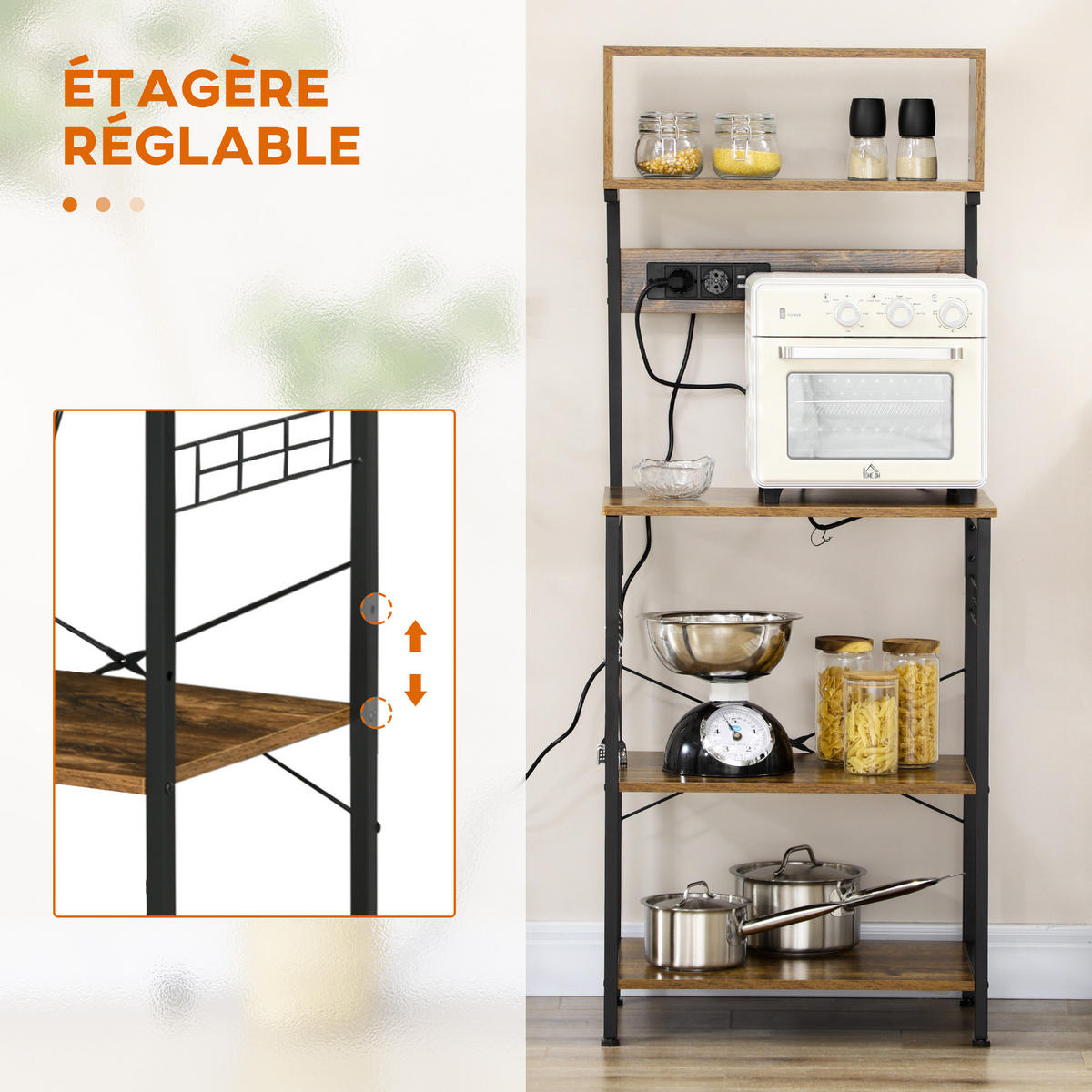 KÜCHENREGAL Braun 1 Stück - Braun, Holzwerkstoff (42/153/60cm) - GiPP