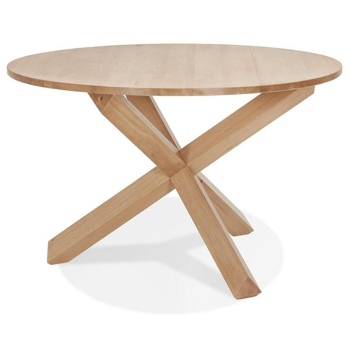 ESSTISCH Rund Massivholz Eiche Skandi-Stil FINAX, Beige 120x120x75 cm - Beige, Eichenholz/Holz (120/120/75cm) - KADIMA DESIGN