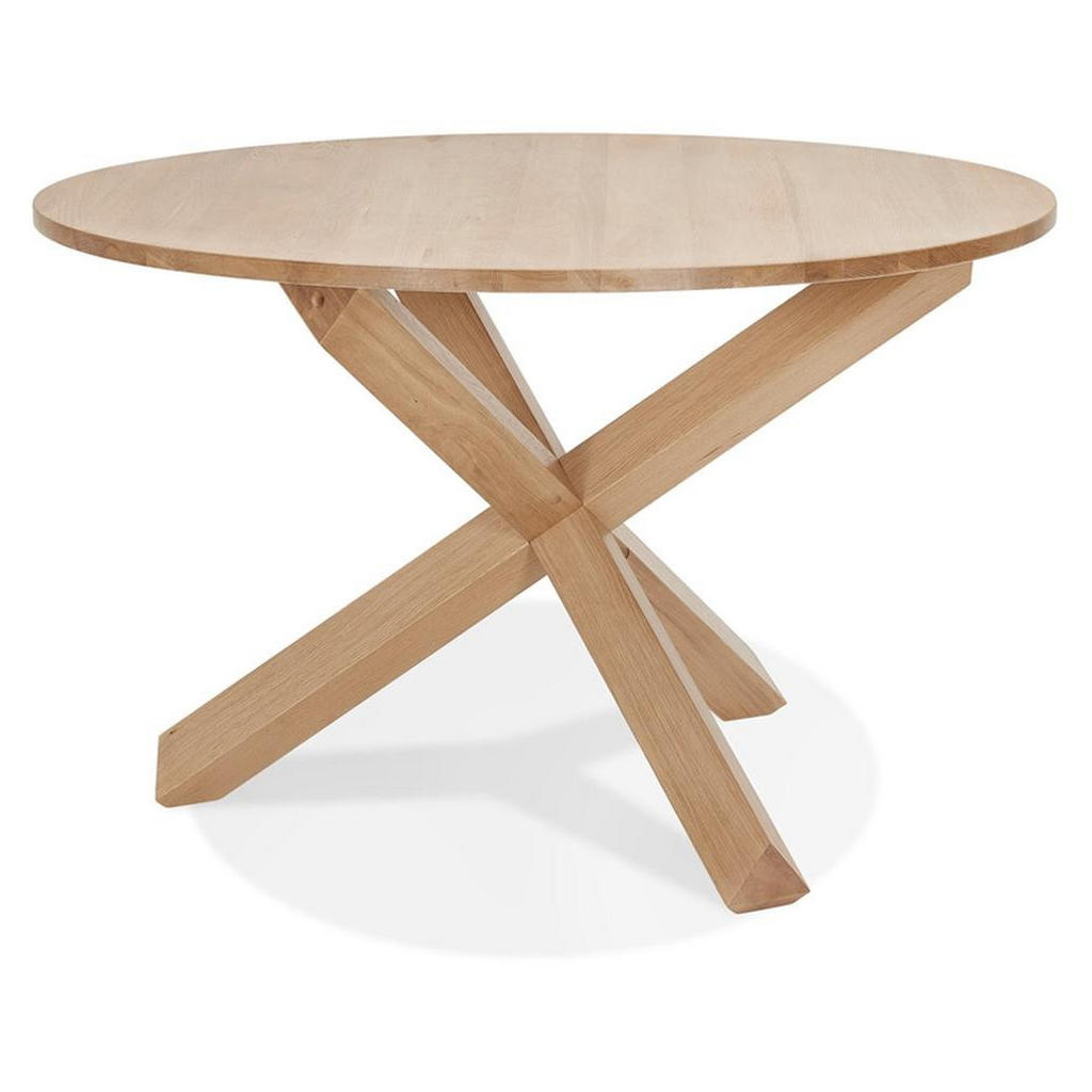 Thumbnail - Kadima Design Esstisch, Beige, Holz, Echtholz,Eiche, Rund,Rund, X-Form, 120x75x120 cm, Esszimmer, Tische, Esstische