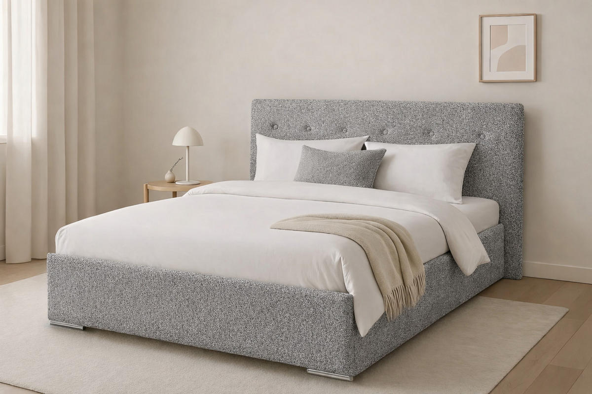 ČALOUNĚNÁ POSTEL MILA 180 s rošt – látka MARCELLO 18313 - šedá, kompozitní dřevo (180/200cm) - Kier Furniture
