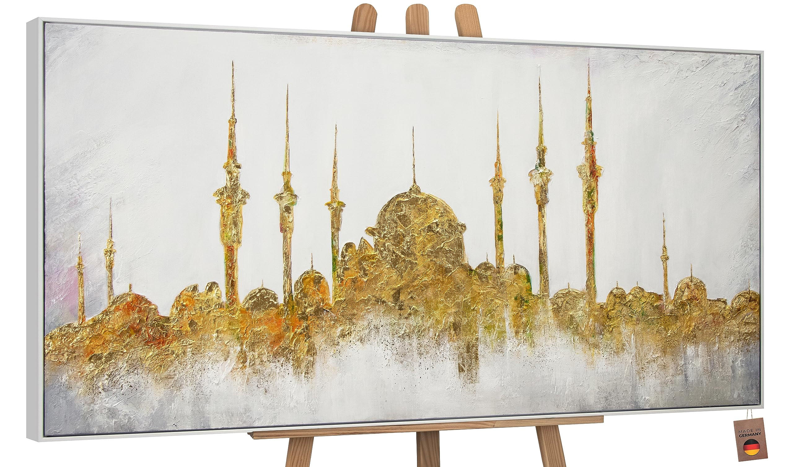 GEMÄLDE Moschee Schattenfugenrahmen Weiß 160x80 cm - Weiß, Holz (160/80cm) - YS-art gallery