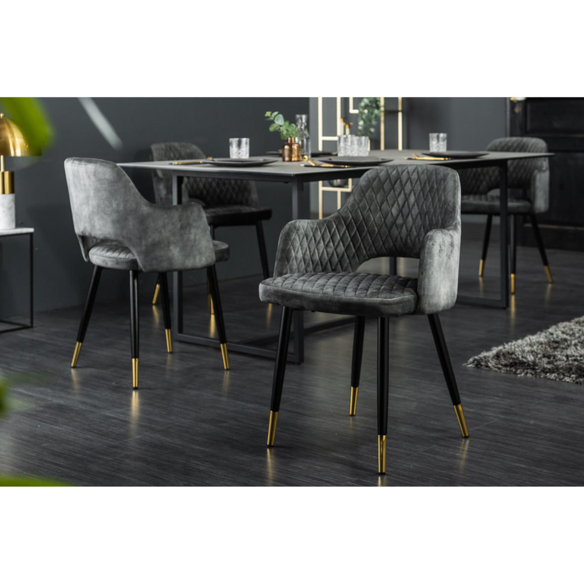 STUHL PARIS Samt Grün - Grün, Textil (56/81/57cm) - riess-ambiente