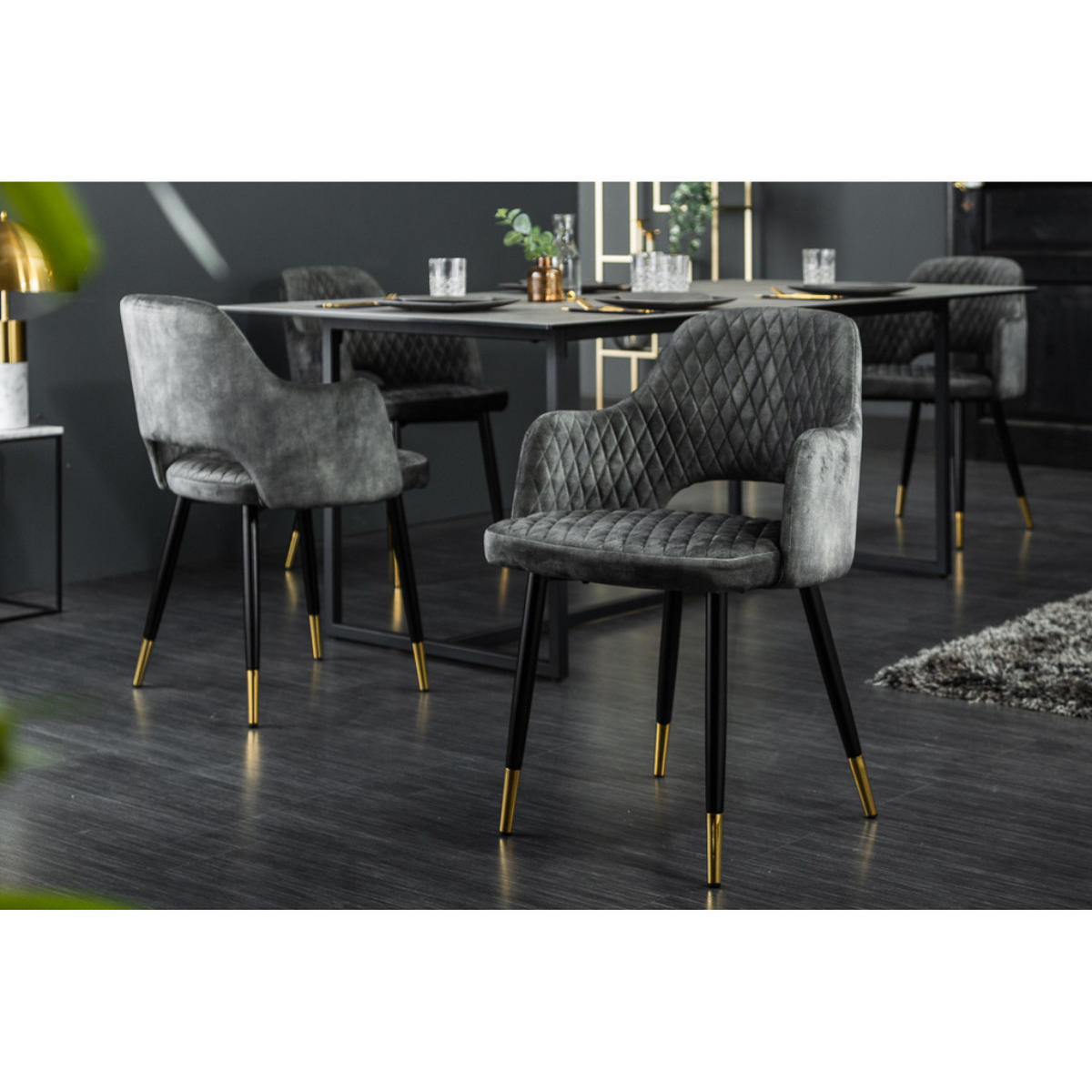 STUHL PARIS Samt Grün - Grün, Textil (56/81/57cm) - riess-ambiente