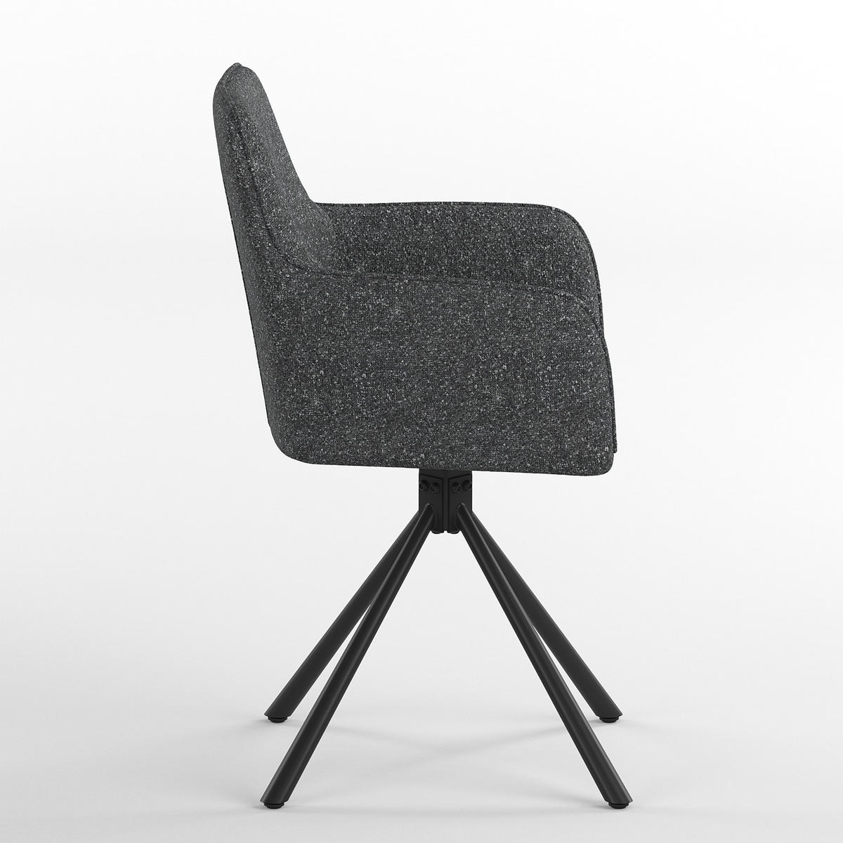 GARTENSTUHL - 2er-Set - Stahl - Schwarz / Grau - Schwarz/Grau, Textil/Metall (61/86/61cm) - home24