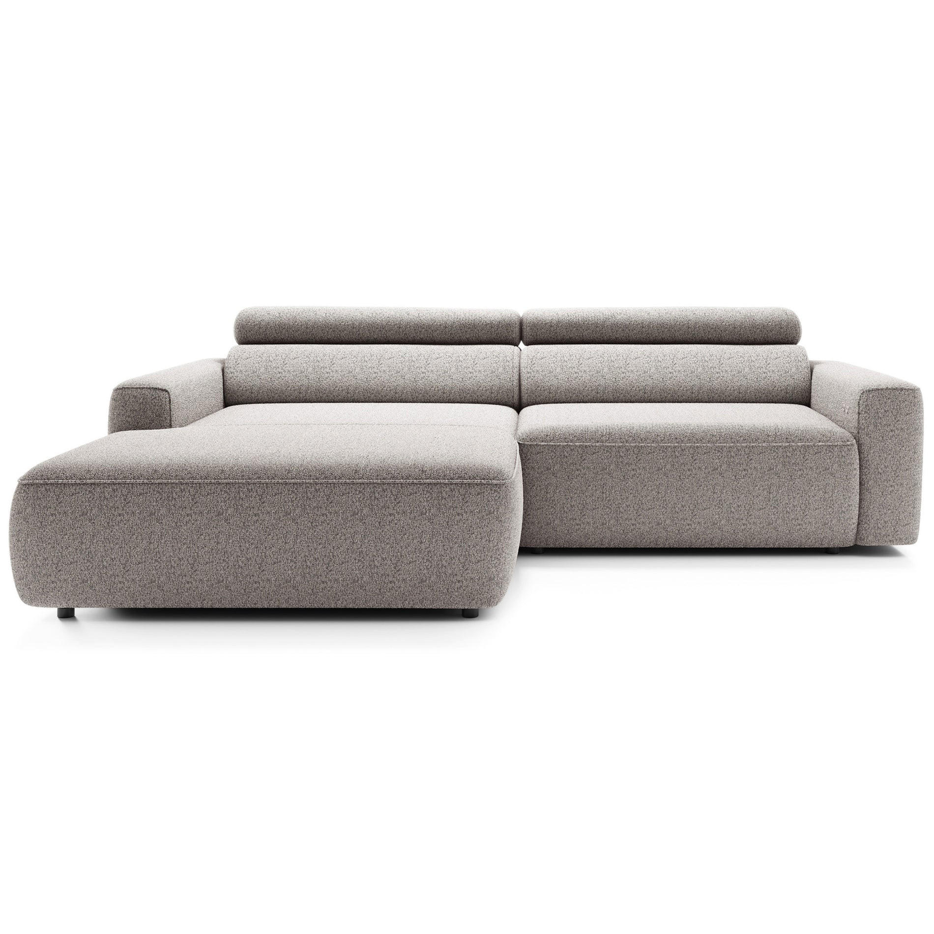 ECKSOFA Fando mit Schlaffunktion, L-Form, 4-Sitzer 252 cm, links Flechtstoff Greige - Taupe/Schwarz, Holz/Kunststoff (252/182cm) - Selsey