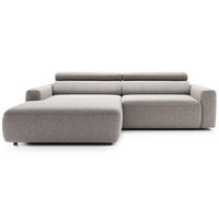 ECKSOFA Fando mit Schlaffunktion, L-Form, 4-Sitzer 252 cm, links Flechtstoff Greige - Taupe/Schwarz, Holz/Kunststoff (252/182cm) - Selsey